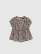 Blouse noire Lenzing&trade; Ecovero&trade; imprim&eacute; graphique fille-1