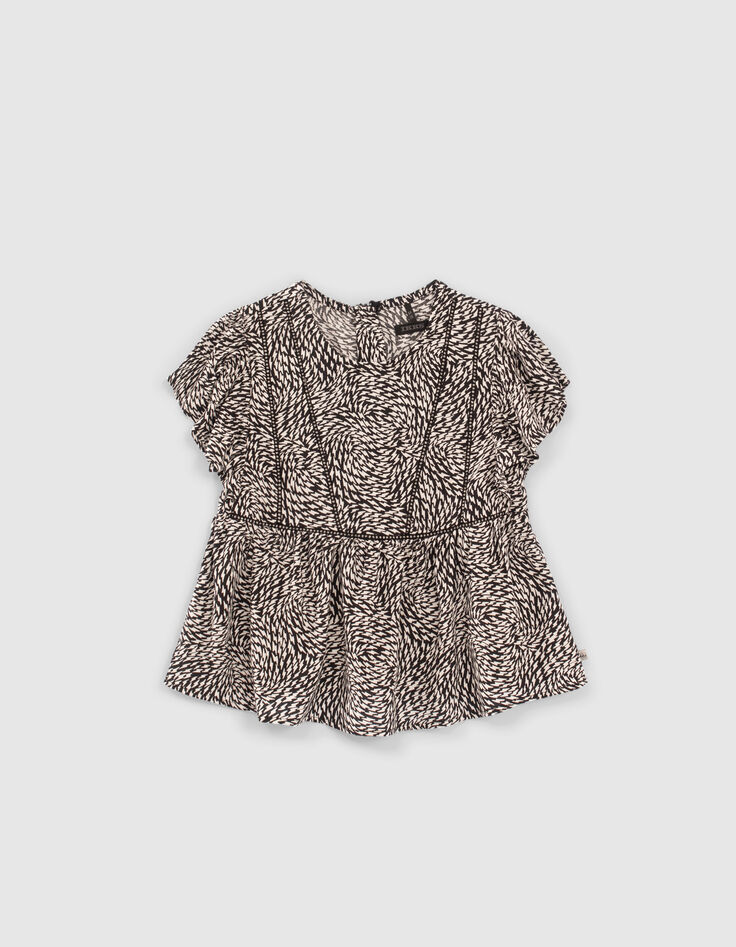 Blouse noire Lenzing&trade; Ecovero&trade; imprim&eacute; graphique fille-1