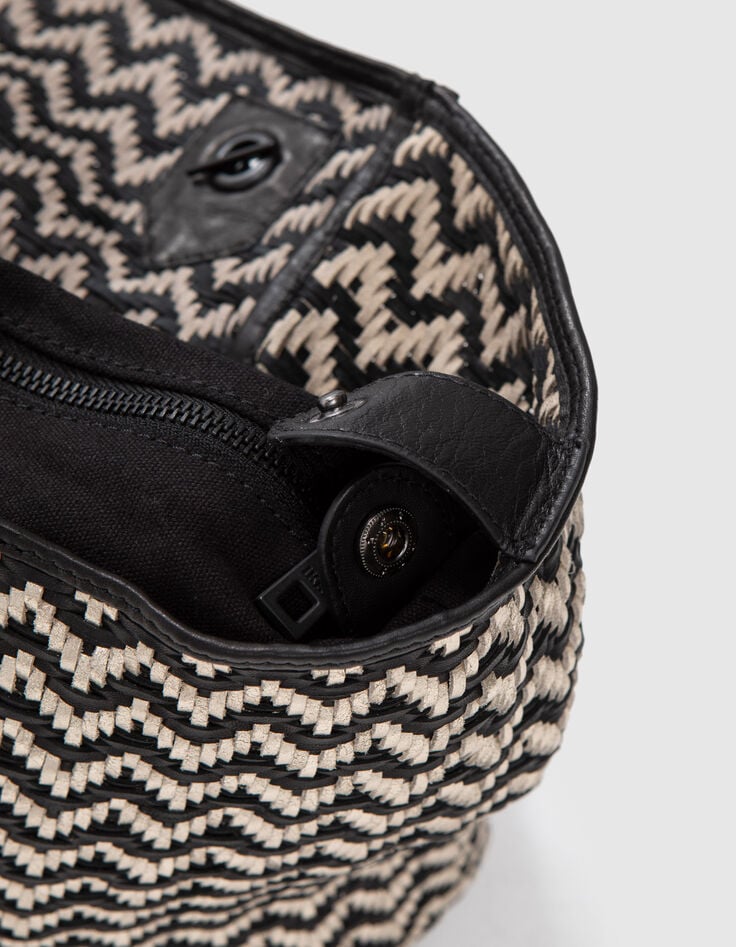 Oversized goudkleurige en zwarte leren shopper Dames-5 Oversized goudkleurige en zwarte leren shopper Dames-5