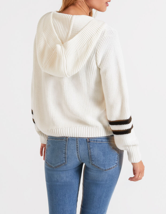 I.Code off-white knit cardigan with striped sleeves - I.CODE