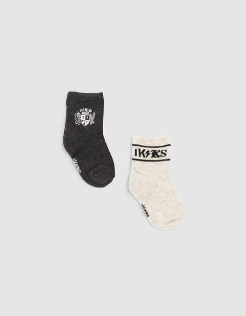 Baby boys’ charcoal and light grey socks