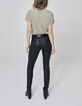 Women’s khaki cotton T-shirt with butterfly image-2
