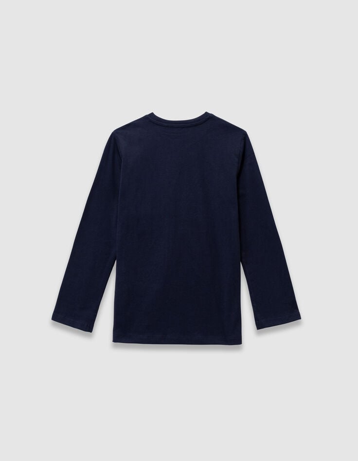 T-shirt manches longues marine drapeau embossé garçon-6 T-shirt manches longues marine drapeau embossé garçon-6
