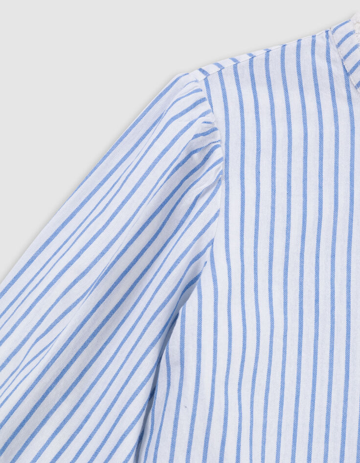 Blouse rayures bleues col dentelle et basque fille-6