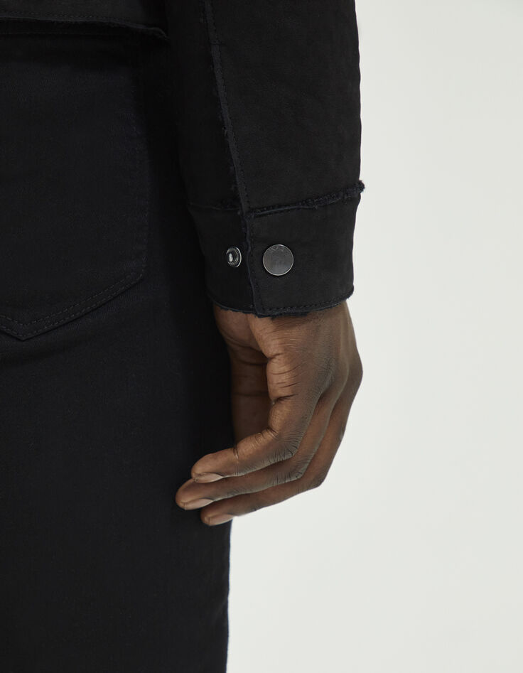 Men’s black nubuck leather jacket-2