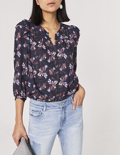Blusa Ecovero® floral volantes hombros mujer - IKKS