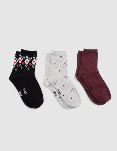Girls’ black, burgundy and grey socks - IKKS