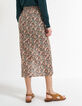 I.Code copper plant print long slit skirt-3