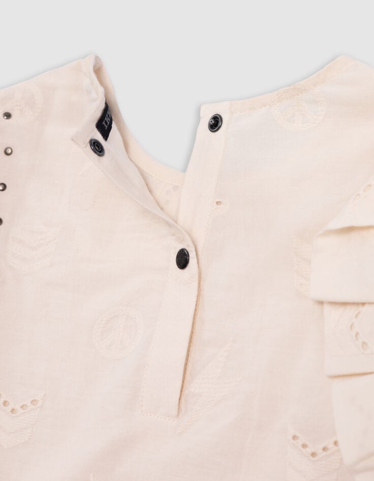 Blouse ecru broderie anglaise motifs army fille-6