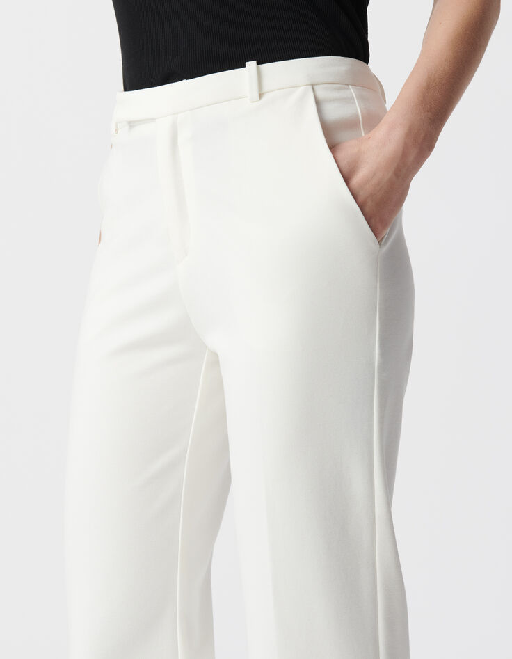 Pantalon de tailleur blanc ajusté maille Milano Femme-5