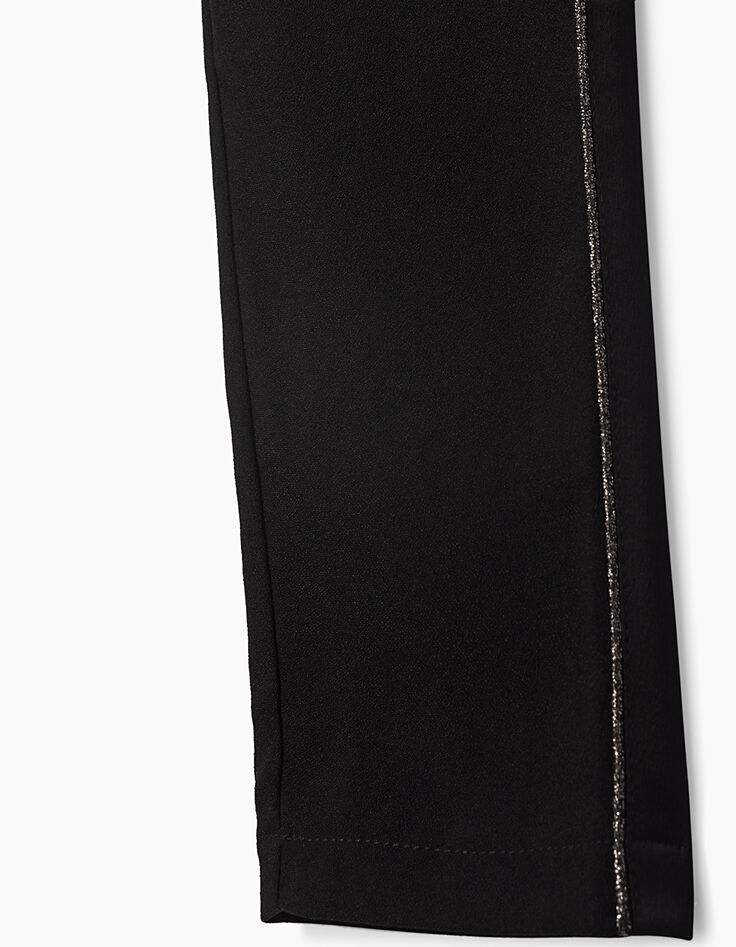 Pantalon noir à bandes pailletées fille-4