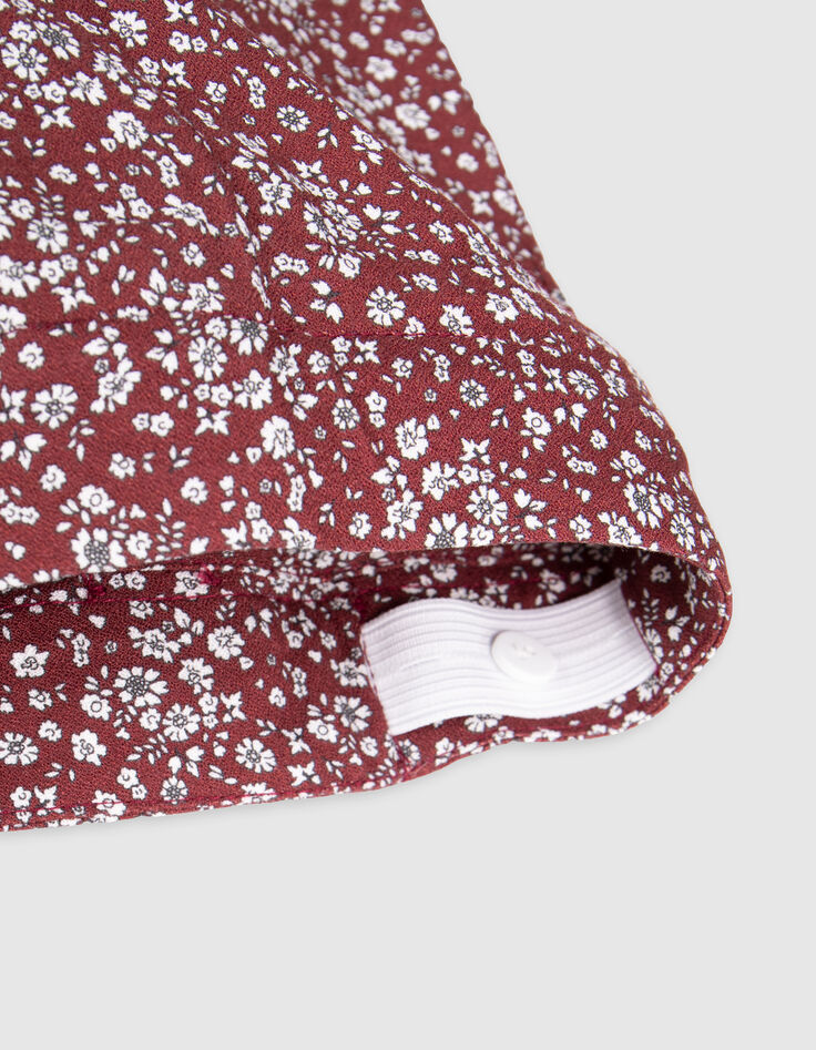 Lange bordeaux rok microbloemetjesprint voor meisjes-5