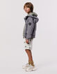 Blouson en jean gris à capuche garçon-4