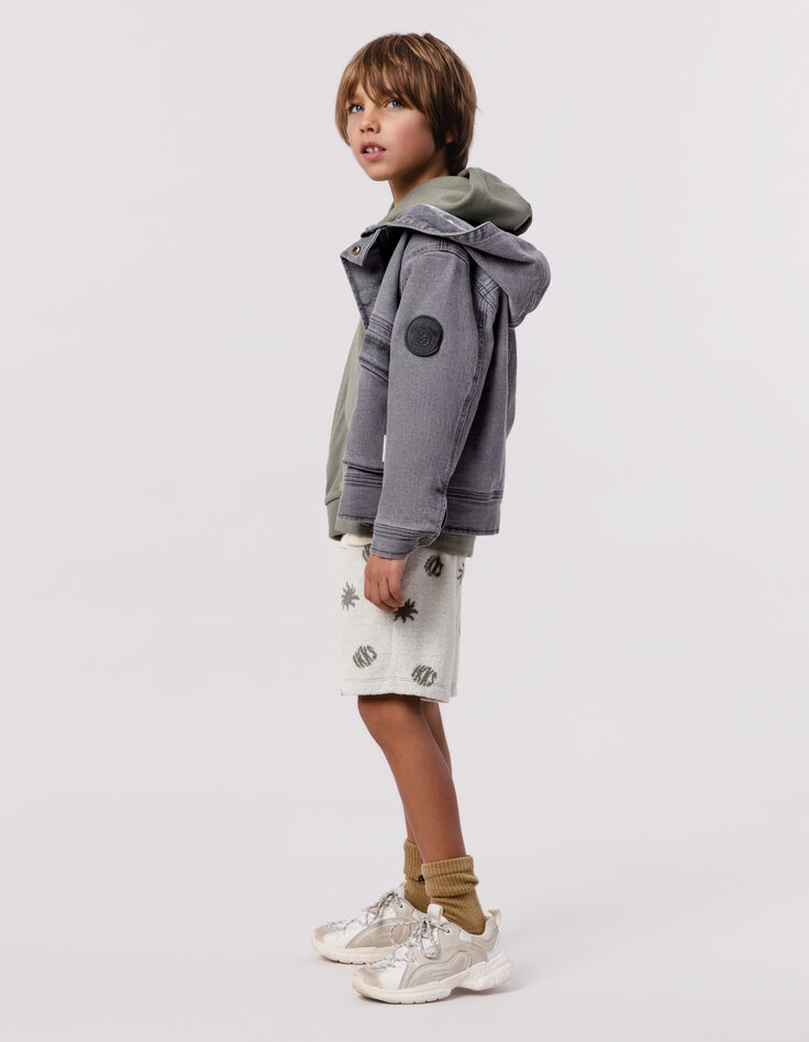 Blouson en jean gris à capuche garçon-4