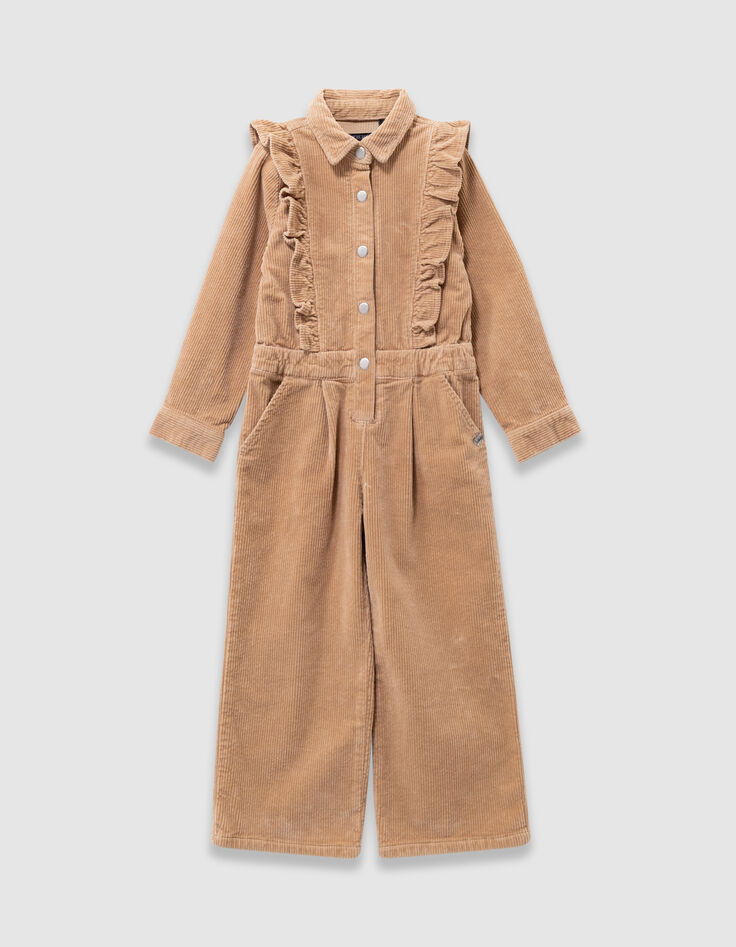 Girls’ beige corduroy jumpsuit-1