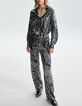 Pure Edition-Wijde grijze broek zebraprint Dames-2