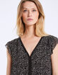 Robe droite col V en crêpe imprimé minimaliste-4