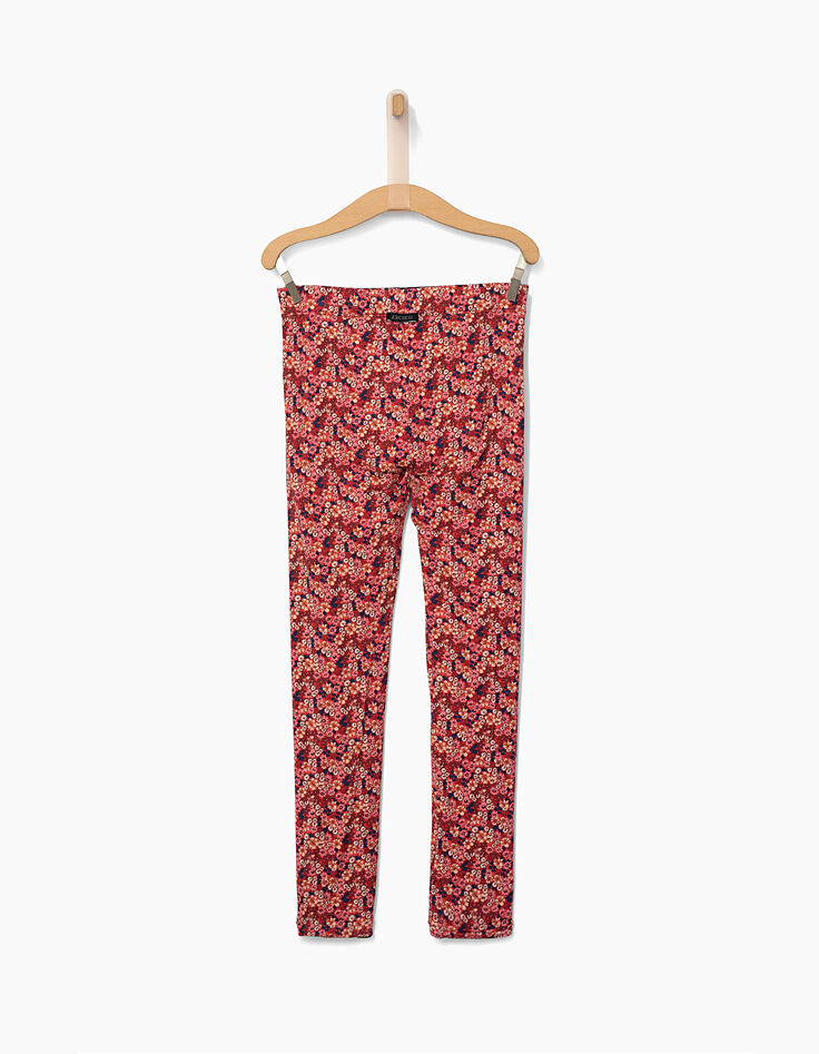 Leggings réversible orange imprimé et navy fille-5