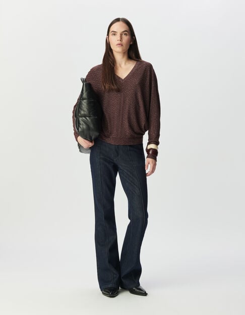 Tee-shirt bordeaux lurex manches chauve-souris Femme - IKKS