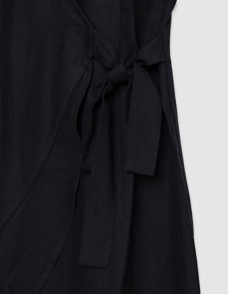 Robe courte noire forme portefeuille Femme-8