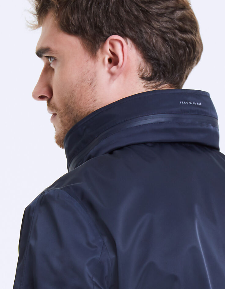 Men's navy nylon mid-length jacket-5 Men's navy nylon mid-length jacket-5