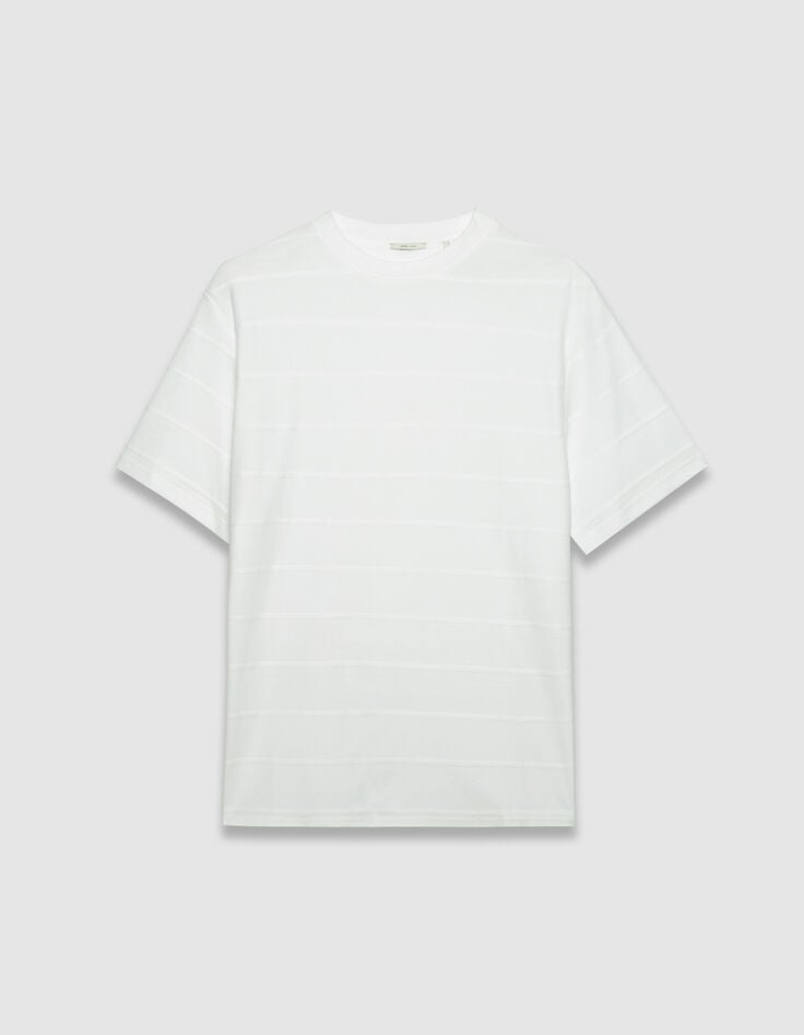 T-shirt manches courtes blanc jacquard rayures Homme-5 T-shirt manches courtes blanc jacquard rayures Homme-5