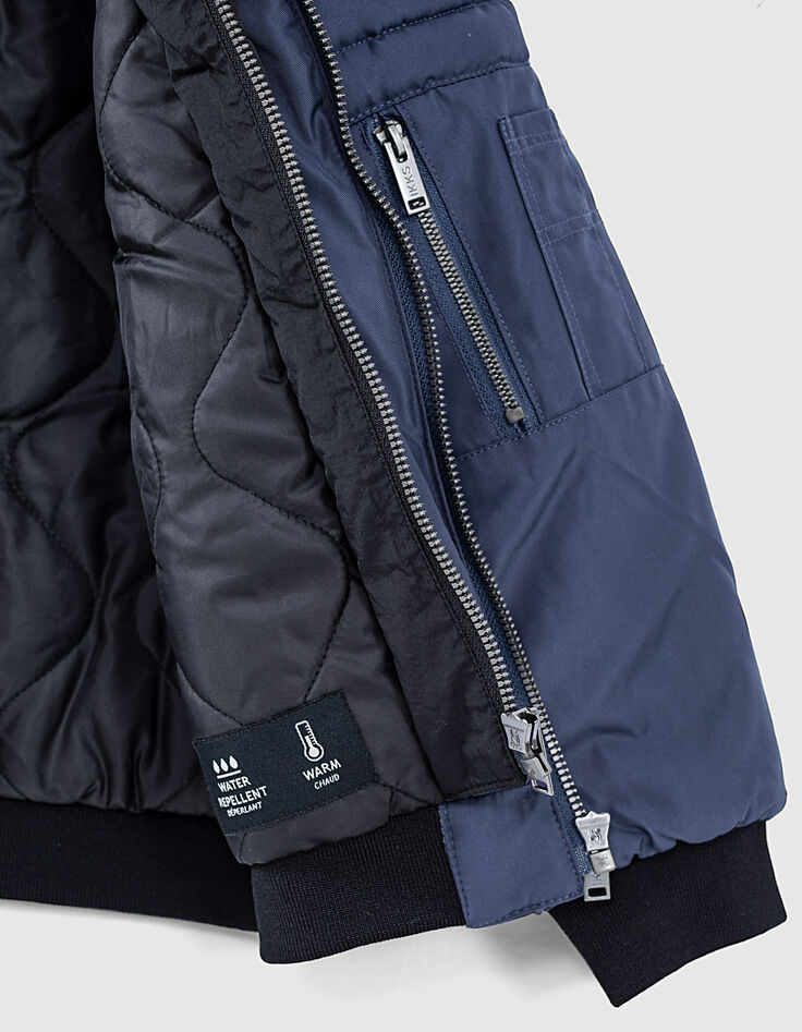 Boys&rsquo; slate bomber jacket with hood facing-3