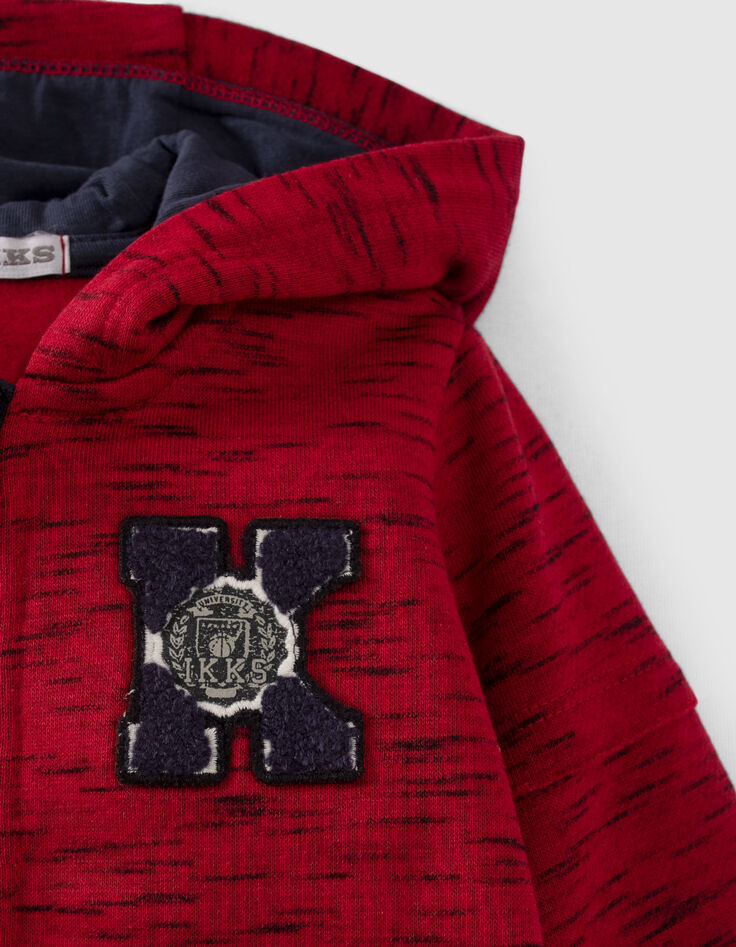 Cárdigan rojo jaspeado felpa capucha bebé niño-4