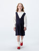 Girls’ 2-in-1 navy pinstripe dress and ecru T-shirt-1