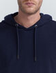 Marineblaues Herrenkapuzenshirt mit Bienenwabenoptik-3