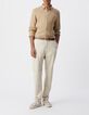 Men&rsquo;s beige cotton and linen chinos-1