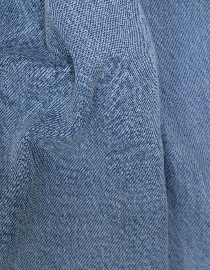 Blauwe denim jurk met borduurwerk voor meisjes-7