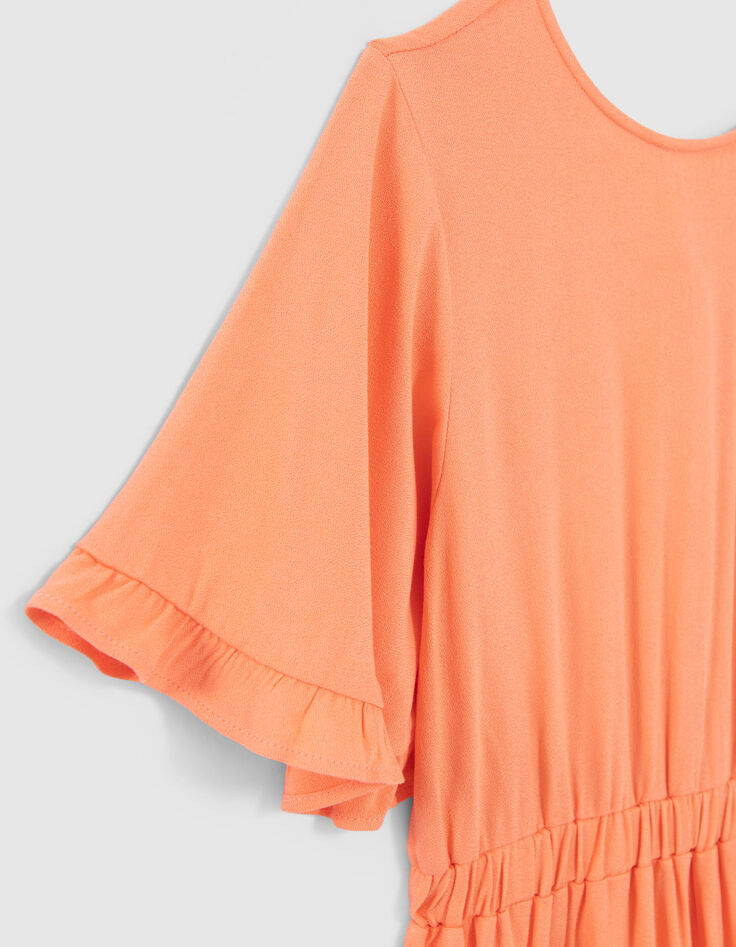 Orangefarbenes Mädchenkleid mit Rüschenärmeln-6