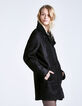 Manteau noir en vraie peau retournée zippée Femme-5