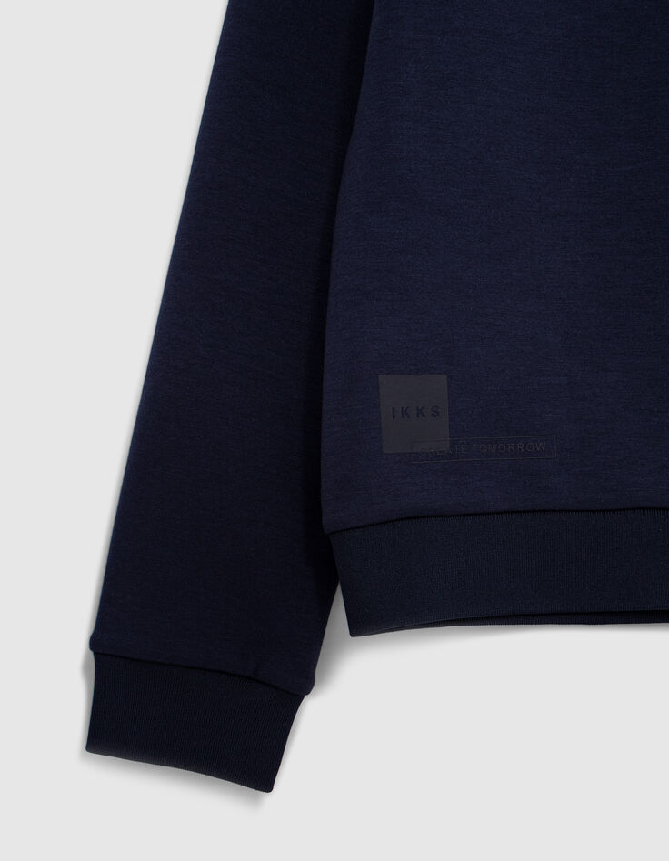 Sudadera azul marino con cuello de peluche para niño-4