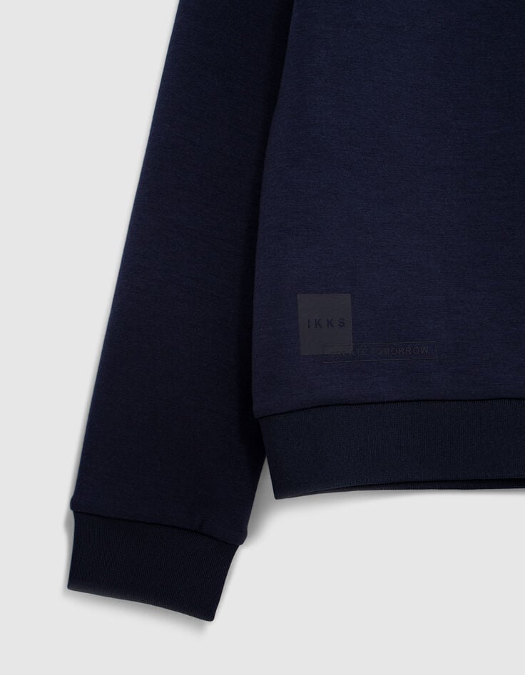 Sudadera azul marino con cuello de peluche para niño-4 Sudadera azul marino con cuello de peluche para niño-4