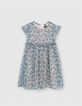 Pink pastel ikat print dress for girls-1