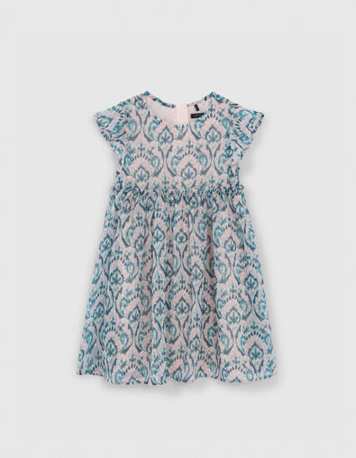 Pink pastel ikat print dress for girls - IKKS