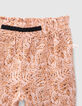 Baby girls’ peach knit trousers with leaf print-2