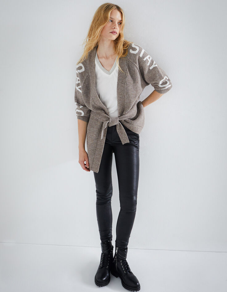 Cardigan en maille ceinturé à la taille femme-5