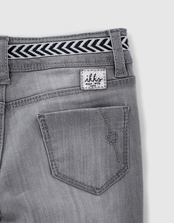 Jean slim light grey brod&eacute; sequins &agrave; la taille fille -6