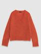 Orange oversized V-neck sweater Woman-6