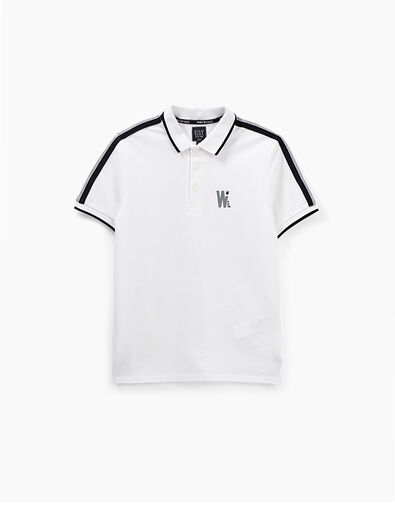 Polo blanc &agrave; bandes contrast&eacute;es gar&ccedil;on  - IKKS