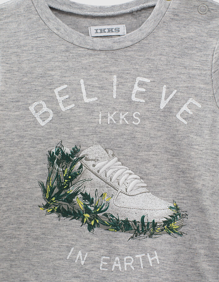 Grijs T-shirt opdruk sneaker en bladeren bio bayjongens  - IKKS