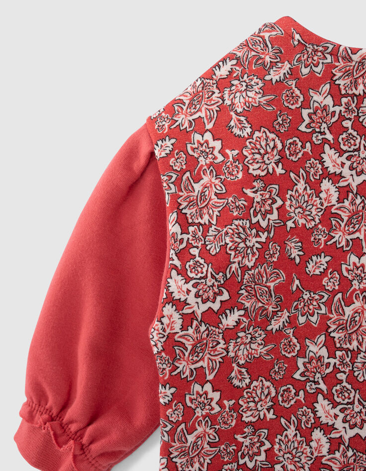 Sudadera rojo bimaterial estampado espalda bebé niña-3
