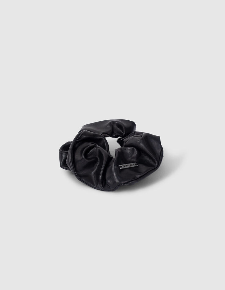 Zwarte scrunchie elastisch met strik meisjes-2