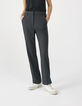 Women’s black semi-plain jacquard straight suit trousers-3
