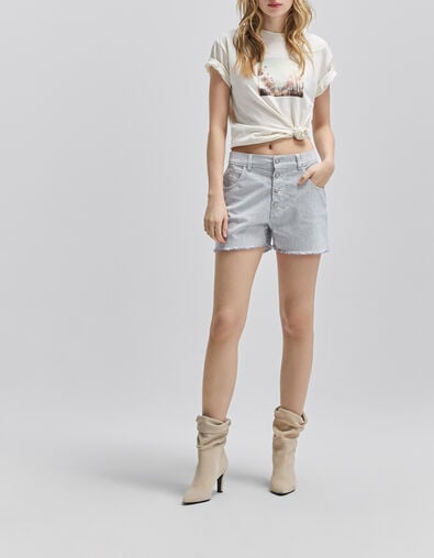 Shorts vaqueros waterless blancos rayas azules - IKKS