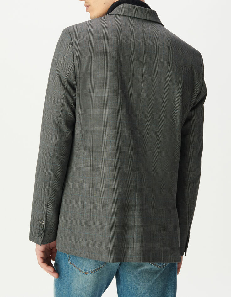 Veste de costume grise motif carreaux Homme-3