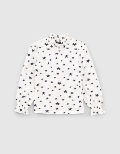 Gebroken wit T-shirt all-over sterrenjacquard meisjes - IKKS